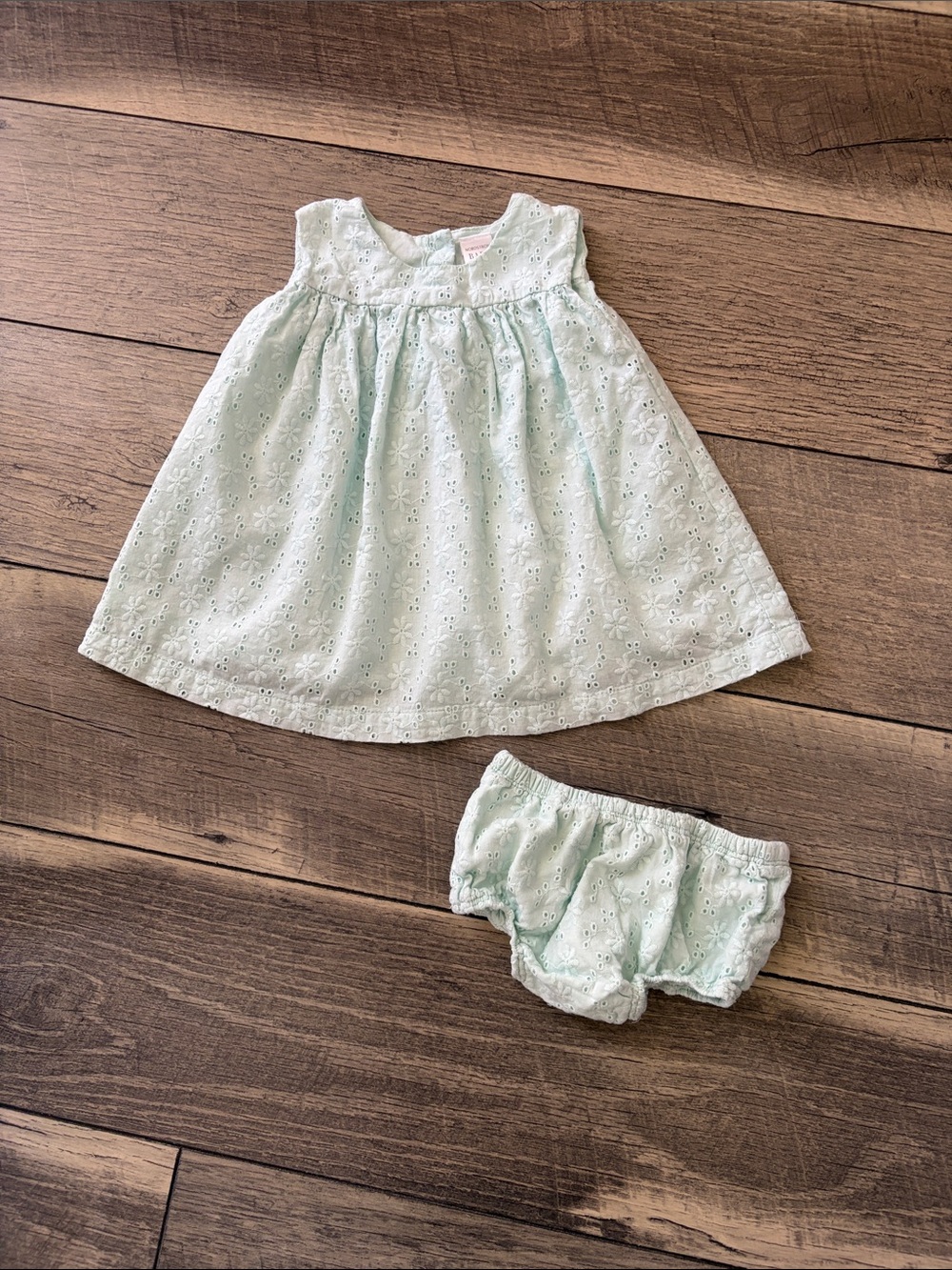 Nordstrom Baby Mint Green Eyelet Dress with Bloomers